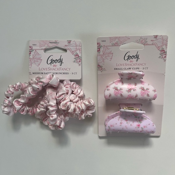 LoveShackFancy Accessories - Goody x LoveShackFancy Medium Satin Scrunchies & Small Claw Clips Bundle